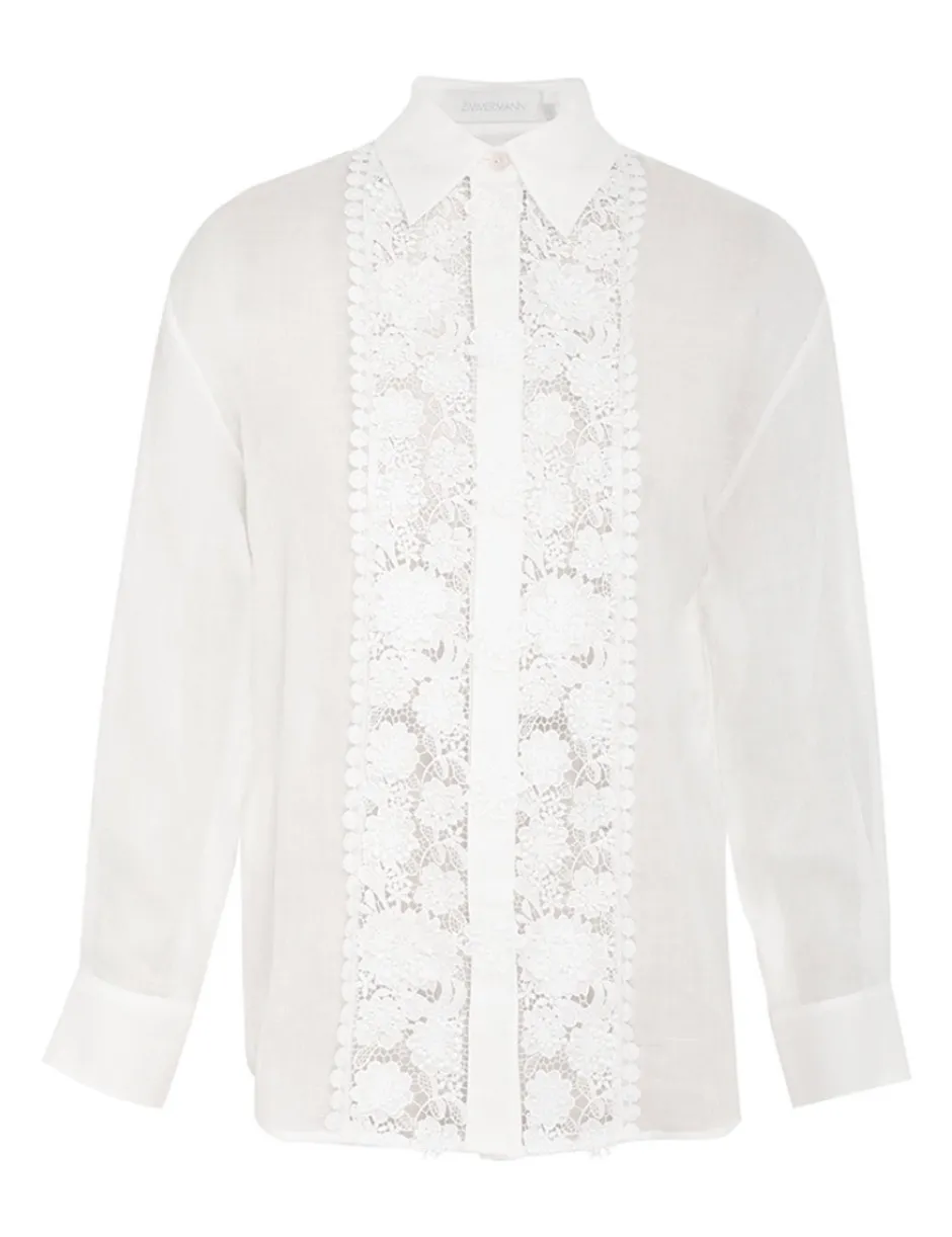 Online ZIMMERMANN Raie Lace Flower Shirt