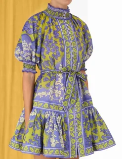 Online ZIMMERMANN Raie Lantern Mini Dress