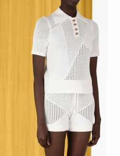 Discount ZIMMERMANN Raie Mesh Knit Polo