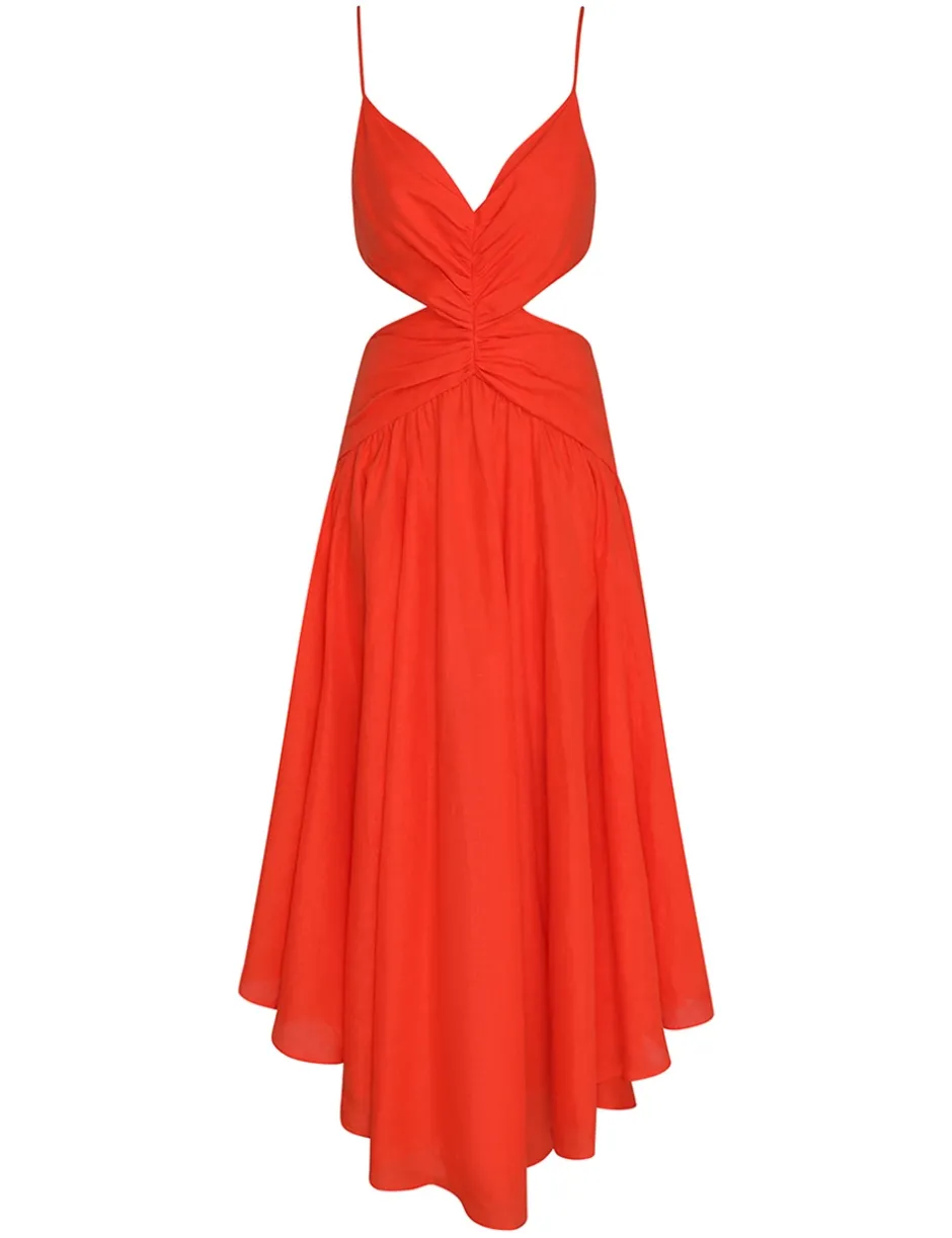Discount ZIMMERMANN Raie Plunge Cut Out Midi Dress