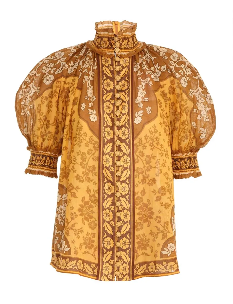 Clearance ZIMMERMANN Raie Short Sleeve Blouse