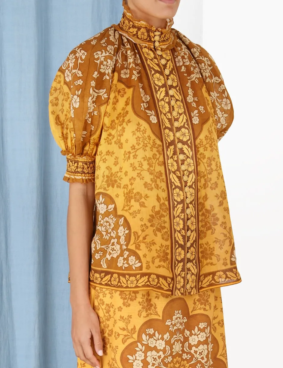 Clearance ZIMMERMANN Raie Short Sleeve Blouse