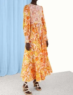 Sale ZIMMERMANN Raie Smocked Bodice Midi Dress