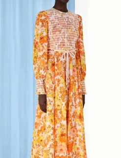 Sale ZIMMERMANN Raie Smocked Bodice Midi Dress