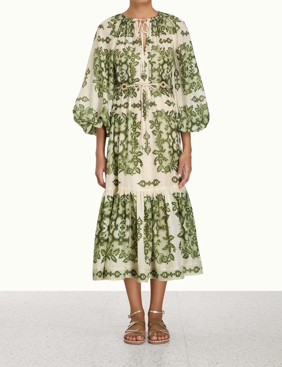 Best ZIMMERMANN Raie Tiered Billow Midi Dress