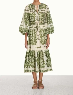 Discount ZIMMERMANN Raie Tiered Billow Midi Dress