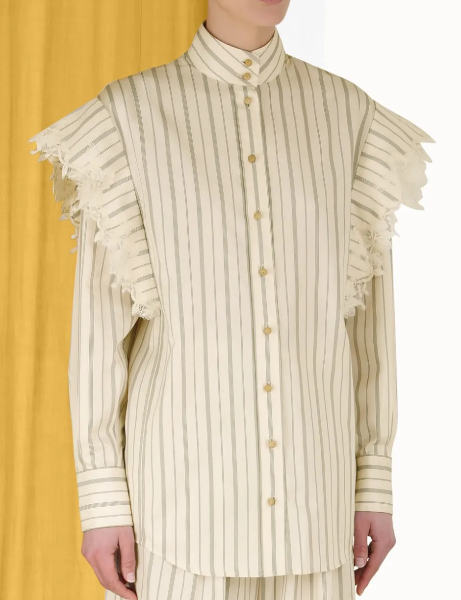 Sale ZIMMERMANN Sensory Lace Stripe Shirt