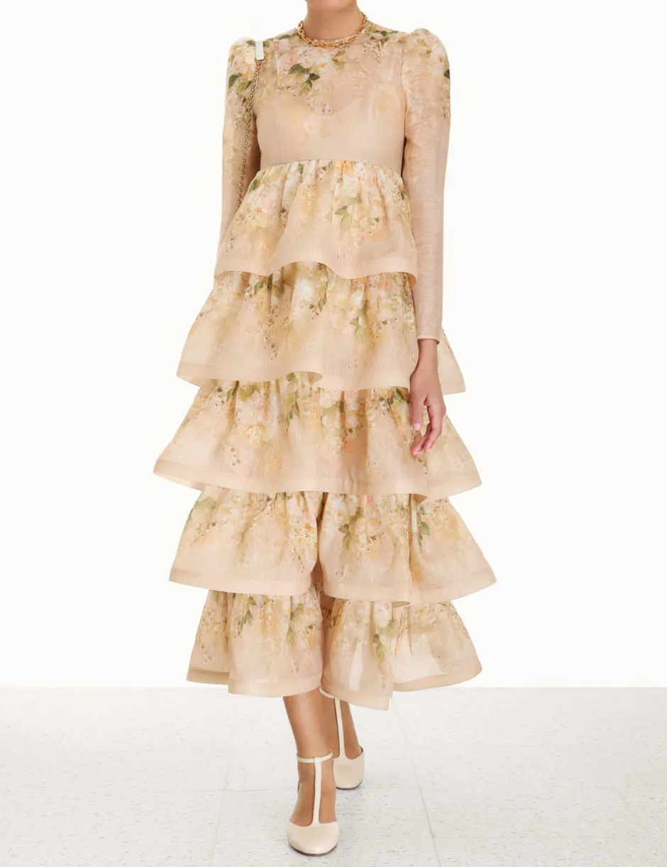 Outlet ZIMMERMANN Sensory Tiered Midi Dress