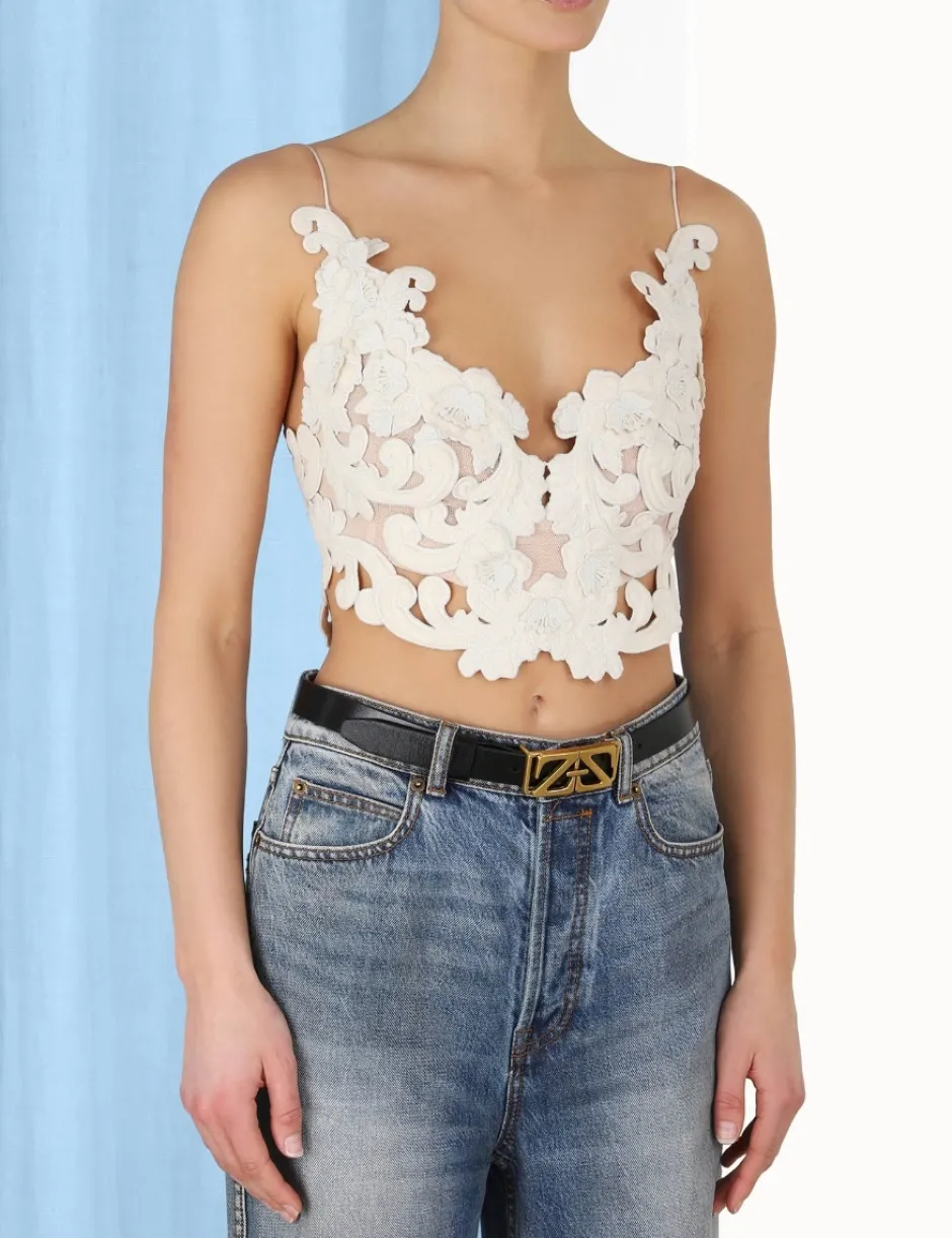Outlet ZIMMERMANN Sensory Velvet Lace Bodice