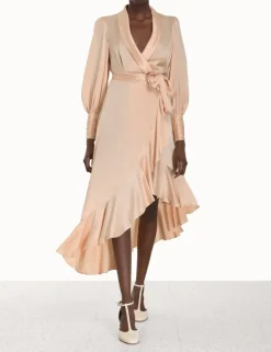 New ZIMMERMANN Silk Wrap Midi Dress