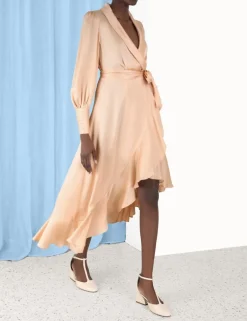 New ZIMMERMANN Silk Wrap Midi Dress