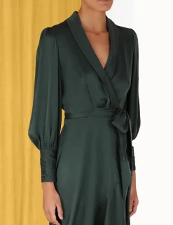Online ZIMMERMANN Silk Wrap Midi Dress
