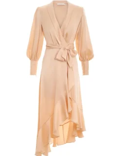 Clearance ZIMMERMANN Silk Wrap Midi Dress
