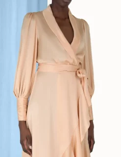 Clearance ZIMMERMANN Silk Wrap Midi Dress