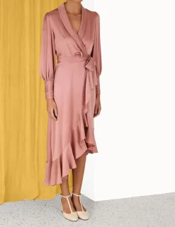 ZIMMERMANN Silk Wrap Midi Dress