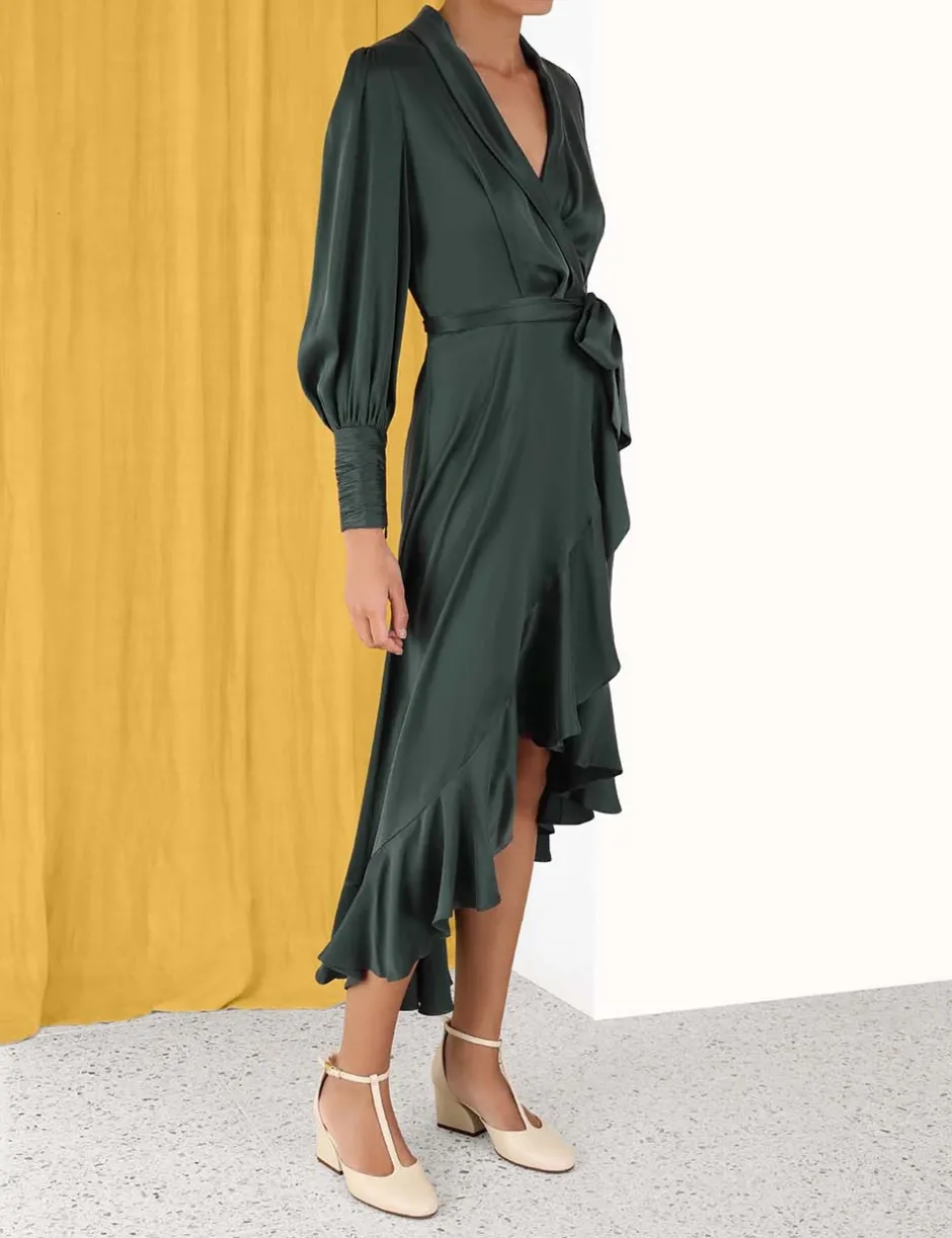 Best ZIMMERMANN Silk Wrap Midi Dress