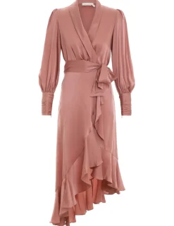 Online ZIMMERMANN Silk Wrap Midi Dress