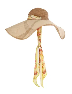 ZIMMERMANN Straw & Printed Silk Sunhat