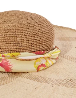 ZIMMERMANN Straw & Printed Silk Sunhat