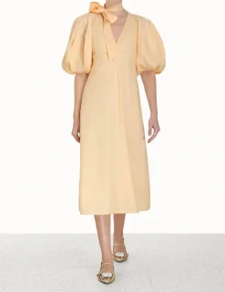 Hot ZIMMERMANN Tie Neck Midi Dress