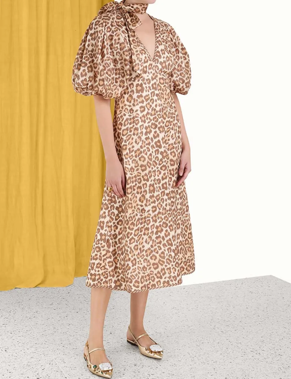 Clearance ZIMMERMANN Tie Neck Midi Dress