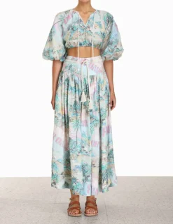 Sale ZIMMERMANN Vacay Puff Sleeve Crop Top