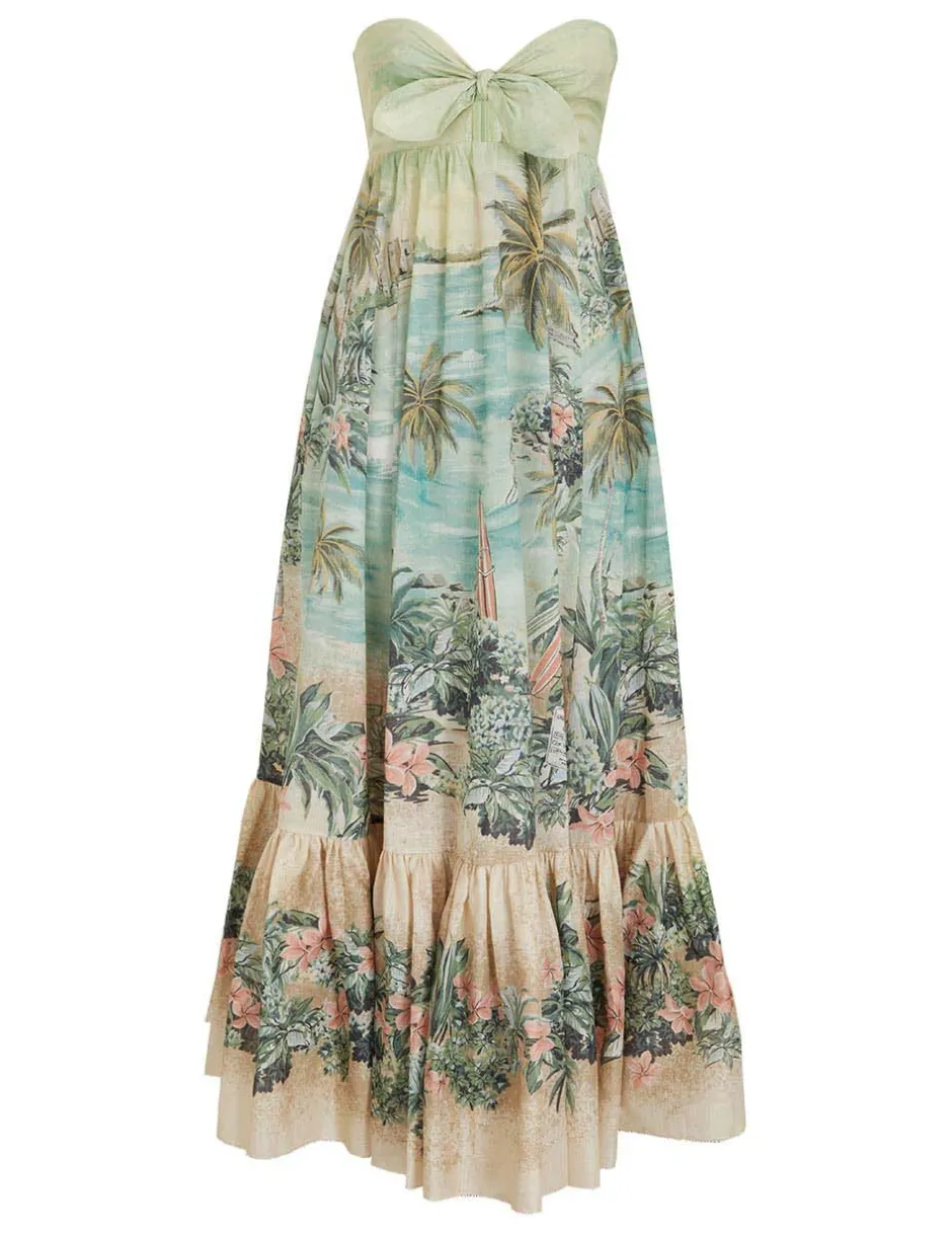 New ZIMMERMANN Vacay Strapless Tie Dress
