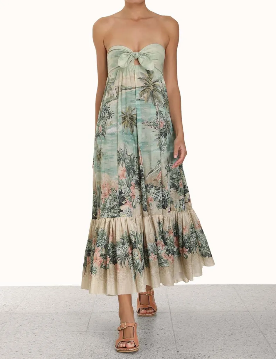 New ZIMMERMANN Vacay Strapless Tie Dress