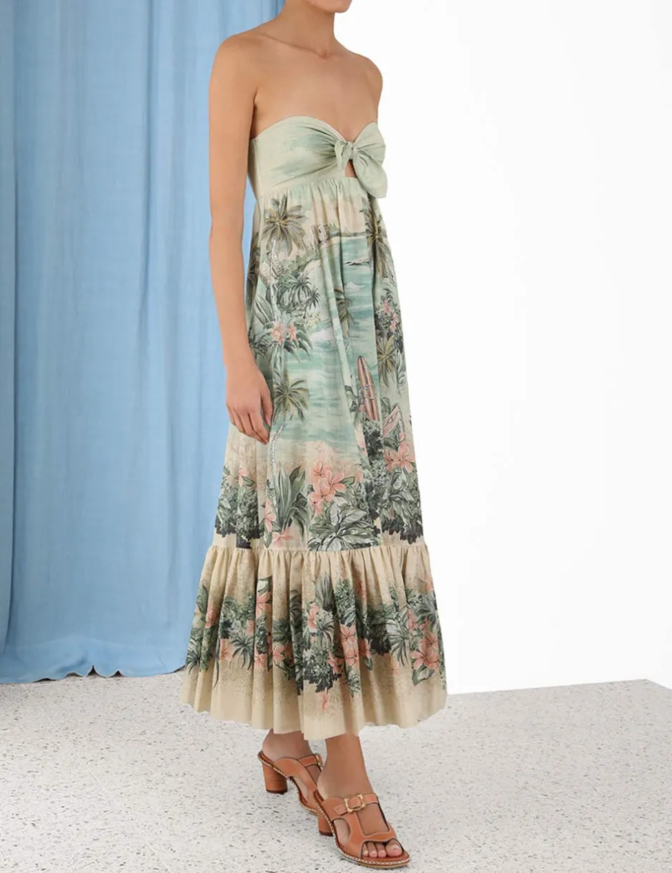 New ZIMMERMANN Vacay Strapless Tie Dress